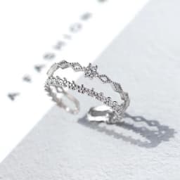 VENTFILLE 925 Sterling Silver Flower Lace Ring Korean Fashion Opening Inlaid CZ Adjustable Rings Valentine's Day Gift