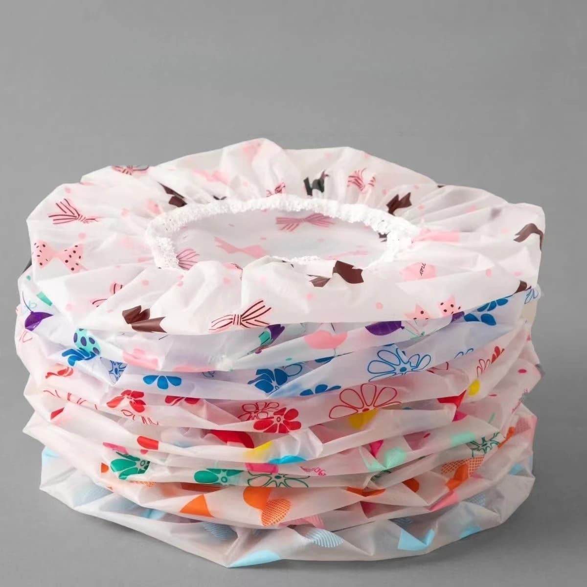 5pcs Waterproof Shower Cap WOMEN'S Household Bathing Anti-oil Smoke Hair Care Shower Cap Dry Hair Cap