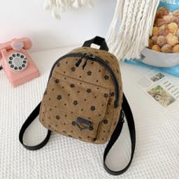 Cute Flower Print Small Backpacks Lightweight Multiple Pocket Corduroy Mini Backpack Ladies Fashion Women Shoulder Bag 4Colors