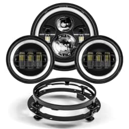 7inch LED Headlight +4.5inch Fog Lights 7"Bracket Mounting Ring Parts for Harley Touring Electra Glide Road King Street Glide