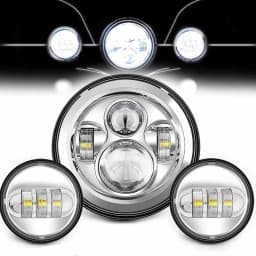 7inch LED Headlight +4.5inch Fog Lights 7"Bracket Mounting Ring Parts for Harley Touring Electra Glide Road King Street Glide