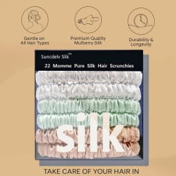 100% Silk Hair Scrunchies Silk Hair Ties Hairbands Skinny Ponytail Holders Hair Care Accessories 6pcs Box Anti Slip Hair Care