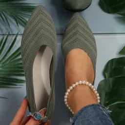 New 2024 Pointed Toe Flat Office Boat Solid Color Knitted Slip on Shoes Casual Ballet Flats Shoes Women Loafers Zapatos De Mujer