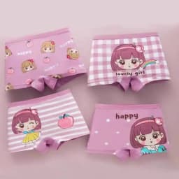 Multipack Cotton Girl Boxer Brief Cute Rainbow Pattern Dot Girls Panties Breathable Soft Children Underwear For 3-14 Years Old