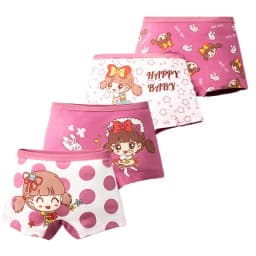 Multipack Cotton Girl Boxer Brief Cute Rainbow Pattern Dot Girls Panties Breathable Soft Children Underwear For 3-14 Years Old