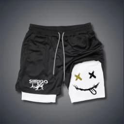 2024 Men's Smiling Face Printed Fitness Shorts Double-Layer 2-in-1 Quick Drying Fitness Outdoor Leisure Training Sports Shorts