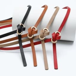 Ladies Shirt Dress Thin Waistband Solid Color 8-Shaped Buckle Belts Accessories