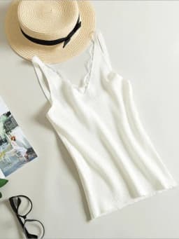 2026 Women Hook Flower Lace Tank solid Stitching V-neck Camis Female Knitted Short Slim Sleeveless Shirt Tank Casual Tops