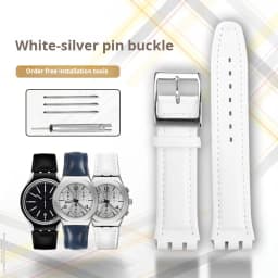 High quality 17mm 19mm Genuine Leather Watch Strap Men women WatchBand for Swatch YCS YAS YGS Wrist Band Metal buckle Bracelet