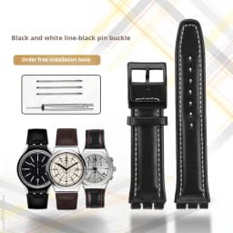 High quality 17mm 19mm Genuine Leather Watch Strap Men women WatchBand for Swatch YCS YAS YGS Wrist Band Metal buckle Bracelet