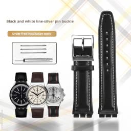 High quality 17mm 19mm Genuine Leather Watch Strap Men women WatchBand for Swatch YCS YAS YGS Wrist Band Metal buckle Bracelet