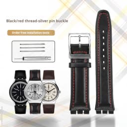 High quality 17mm 19mm Genuine Leather Watch Strap Men women WatchBand for Swatch YCS YAS YGS Wrist Band Metal buckle Bracelet