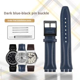 High quality 17mm 19mm Genuine Leather Watch Strap Men women WatchBand for Swatch YCS YAS YGS Wrist Band Metal buckle Bracelet