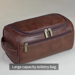 Leather Toiletry Bag for Men Women Dopp Kit Mens Hanging Toiletry Bag Travel Toiletry Bag for Traveling Large Cosmetic Bag for T