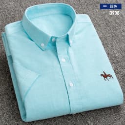 New Men's Social Shirt Short Sleeve 100% Pure Cotton Oxford Soft Buttoned Plaid Formal Male Clothes Pocket Social Shirt S-7XL