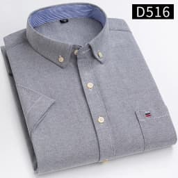 New Men's Social Shirt Short Sleeve 100% Pure Cotton Oxford Soft Buttoned Plaid Formal Male Clothes Pocket Social Shirt S-7XL