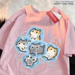 Ice Cat Fun Cartoons Cats Print Clothes Men Women Oversize Breathable T Shirt Summer Comfortable Casual T-Shirt Cotton Tee Shirt