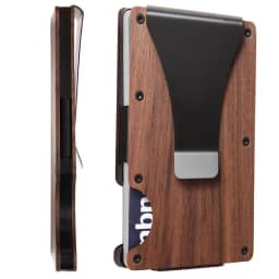 Minimalist Wallet for Men & Women - Slim RFID Wallet, Credit Card Holder & Money Clip, Easily Removable Money & Cards (Walnut)