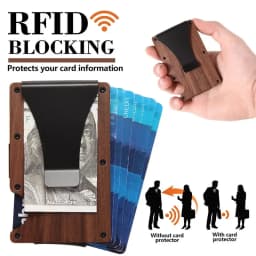 Minimalist Wallet for Men & Women - Slim RFID Wallet, Credit Card Holder & Money Clip, Easily Removable Money & Cards (Walnut)