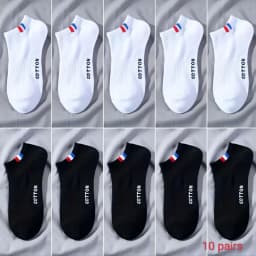 5/10Pairs Of Men's Simple Solid Liner Anklets Socks, Comfy Breathable Soft Sweat Absorbent Socks For Men's Outdoor Wearing