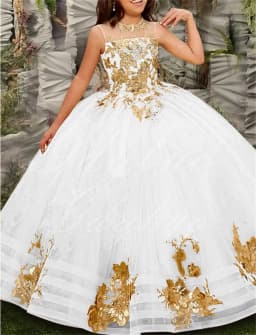 Gold Tulle Flower Girl Dress For Wedding Sleeveless Applique Puffy Floor Length Princess Kids First Communion Ball Gown