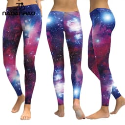 Nadanbao Women's Leggings Starry Sky 3D Printed Slim Fit High Waisted Leggings Casual Elastic Leggings Yoga Sports Pants