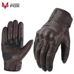 Retro Motorcycle Leather Gloves Perforated Summer Breathable Touch Screen Motobike Cycling Accessories Full Finger Protective