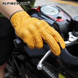 Retro Motorcycle Leather Gloves Perforated Summer Breathable Touch Screen Motobike Cycling Accessories Full Finger Protective