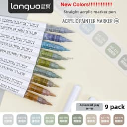 LANGUO 171/9 Colors Direct Liquid Acrylic Paint Pens Brush Marker for Rock Painting Stone Canvas DIY Art Supplies Stationery