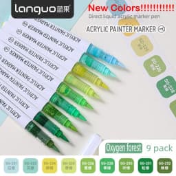 LANGUO 171/9 Colors Direct Liquid Acrylic Paint Pens Brush Marker for Rock Painting Stone Canvas DIY Art Supplies Stationery