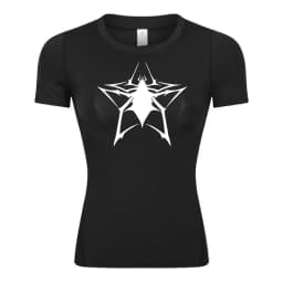 Spider Print Short Sleeve Compression Shirt for Women Athletic Running Workout Yoga T-Shirt Tees Baselayer Tops Gym Sports Gear