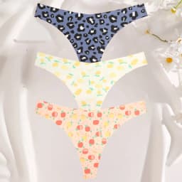 3PCS/SET Sexy G-String For Women Colorful Bikini Female Underwear T-back Intimates Lingerie Seamless Low Waist Underpants Lady