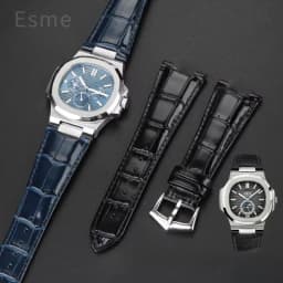 For Patek Philippe Nautilus Series 5711 5712 5980 Genuine Leather Cowhide Waterproof Watch Strap with Steel Joint 25mm