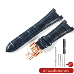 For Patek Philippe Nautilus Series 5711 5712 5980 Genuine Leather Cowhide Waterproof Watch Strap with Steel Joint 25mm