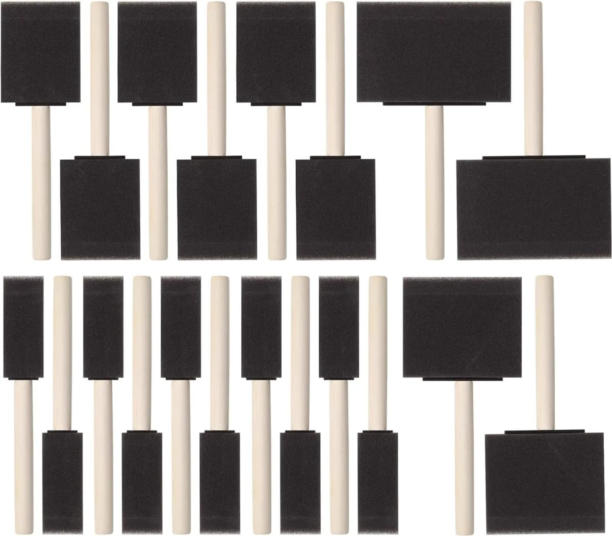 20Pcs Foam Paint Brushes, 1”, 2”, 3" 4”, Sponge Brushes, Sponge Paint Brush, Foam Brushes for Painting, Staining, Paint Sponges