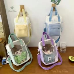 Girls New Cute 20cm Doll Bag Y2K Versatile Transparent Pocket Shoulder Crossbody Bags Simple Basic Ita Bag Student Handbag Purse