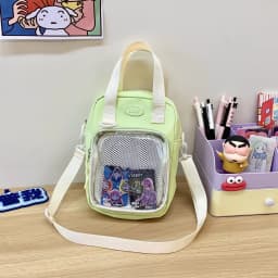 Girls New Cute 20cm Doll Bag Y2K Versatile Transparent Pocket Shoulder Crossbody Bags Simple Basic Ita Bag Student Handbag Purse