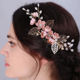 Pink/Blue Flower Bridal Hair Comb and Hairpins Pearl Wedding Hair Accessories Flower Head Piece For Women Ladies Hair Jewelry