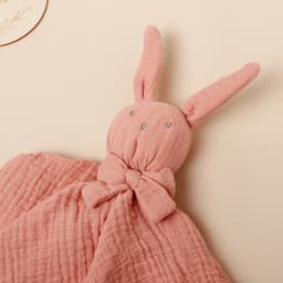 Baby Rabbit Square Comforter Towel Elegant Bow Decor Rabbit Square Blanket For Kids Cute Embroidery Infant Saliva Towel