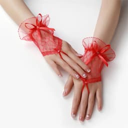 Women Lace Fingerless Gloves Solid Color White Black Red Bride Party Gloves Lady See Through Short Gloves Female Elegant Glove