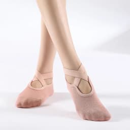 Non-Slip Yoga Socks with Bandage Cotton Backless Pilates Socks for Women Fitness Ballet Dance Workout Sport Socks Slipper