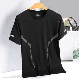 Men Running T-shirt Breathable Stretch Summer Top Gym Fitness Running Thin Short Sleeve Sportswear M-5XL Gray Blue Black White
