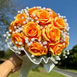 Wedding Bouquets for Bride Babysbreath Rose Bridesmaid Bouquets Silk Ribbon Valentine's Day Decoration Pearl Lace Mesh Ball Gift