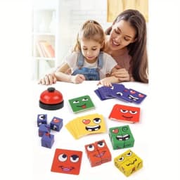Kids Face Change Cube Game Montessori Expression Puzzle Building Blocks Toys Early Learning Educational Match Toy for Children