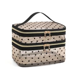 Large Capacity Mesh Cloth Makeup Bag Travel Essentials Cosmetics Organizer Women Toiletry Bag Double Layer Design Cosmetic Bag