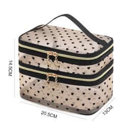 Large Capacity Mesh Cloth Makeup Bag Travel Essentials Cosmetics Organizer Women Toiletry Bag Double Layer Design Cosmetic Bag