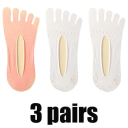 3Pairs Women Toe Socks Breathable Summer Ultra-thin Transparent Sock with Fingers Elastic Invisible Boat Sox Simple Comfortable