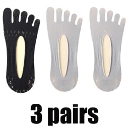 3Pairs Women Toe Socks Breathable Summer Ultra-thin Transparent Sock with Fingers Elastic Invisible Boat Sox Simple Comfortable