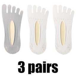 3Pairs Women Toe Socks Breathable Summer Ultra-thin Transparent Sock with Fingers Elastic Invisible Boat Sox Simple Comfortable