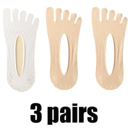 3Pairs Women Toe Socks Breathable Summer Ultra-thin Transparent Sock with Fingers Elastic Invisible Boat Sox Simple Comfortable